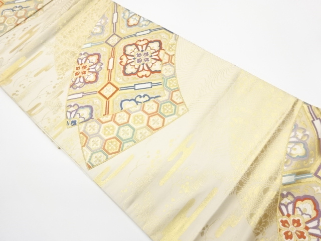 JAPANESE KIMONO / VINTAGE FUKURO OBI / WOVEN FLORAL SHOKKO PATTERN